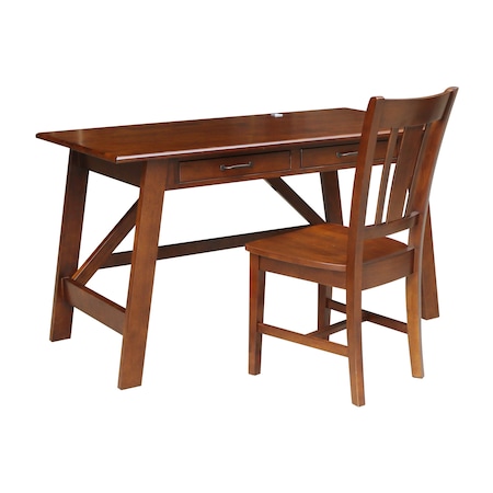 International Concepts Serendipity Desk with 2 Drawers and Chair, Espresso K581-OF-69-C10